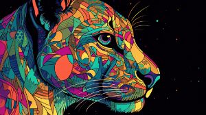 Vibrant Line Art of an Puma - graphiXperience