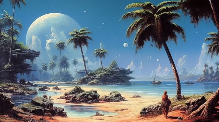 Extraterrestrial Paradise Beach Artw - graphiXperience - Drawings ...