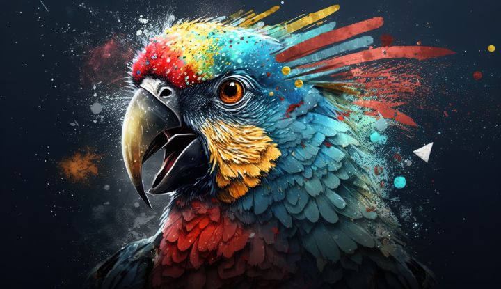 Vibrant Parrot in Colorful Abstract - graphiXperience - Drawings ...