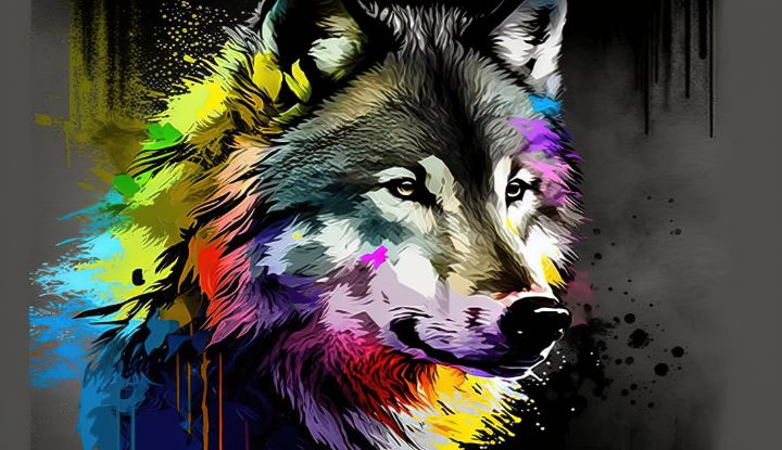 Wolf in Colorful Abstract Style - graphiXperience - Drawings ...