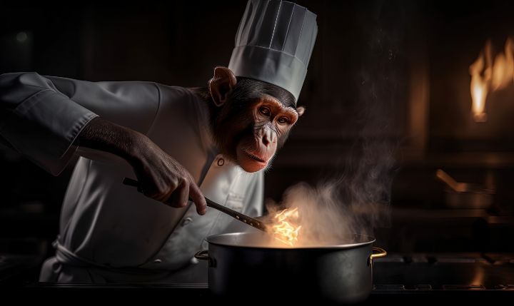 Monkeys Kitchen Fun - graphiXperience - Drawings & Illustration, Food ...