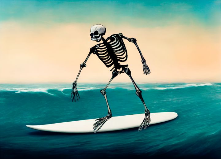 Surfing Skelly - FemmeBot - Digital Art & AI, Ethnic, Cultural ...