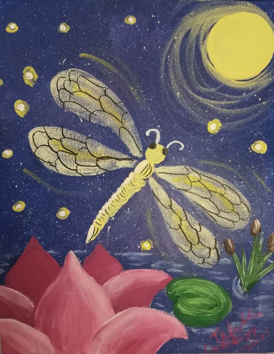 dragonfly with lotus - Prints for Kids