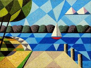 Sailboat At Kimberly Point-Abstract - Bruce Bodden