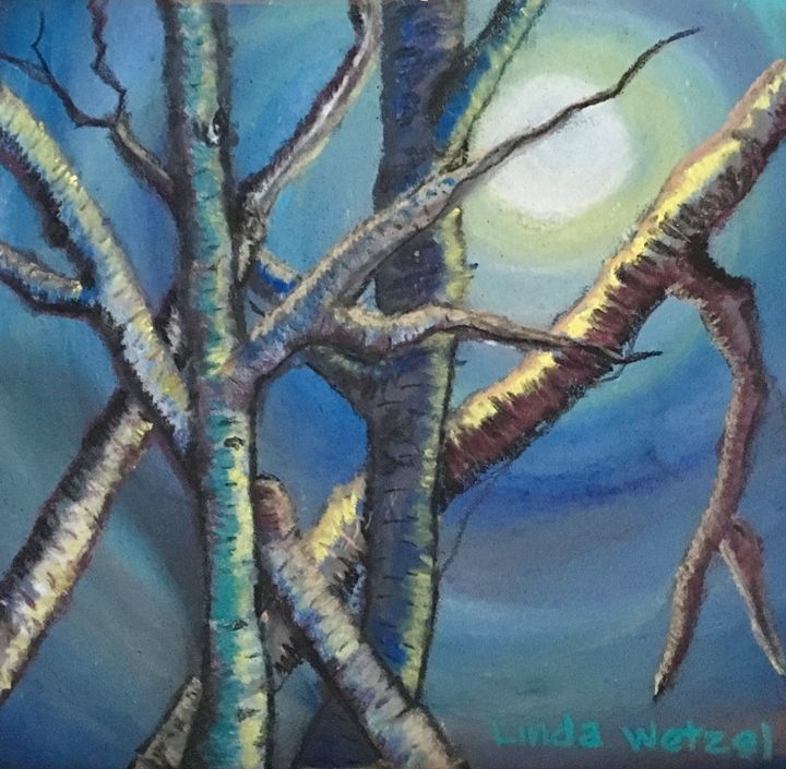 Moonlit Birches - Linda Wetzel Fine Art