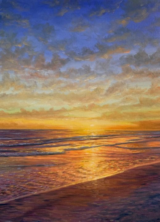 Beach Sunset - Sunscapes Art by Joseph Cantin - Paintings & Prints ...