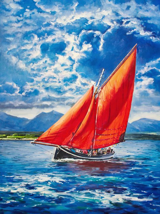 Galway hooker at Sea - Conor McGuire Fine Artist