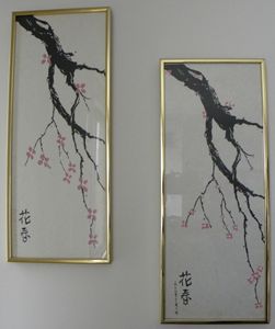 2 “Chinese Branches” Silk Paintings