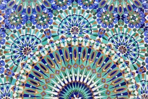 Royal Blue and Green Moroccan Design