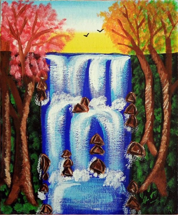 Waterfall. - Colours on canvas