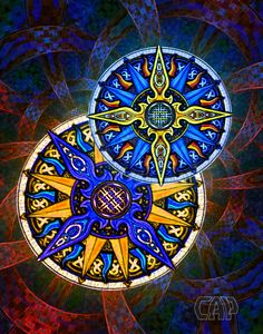 Abstract Celtic Sun and Moon