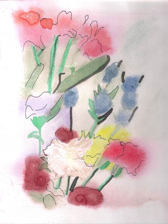 Flowers Wet On Wet Watercolor - Artworksbylatidra