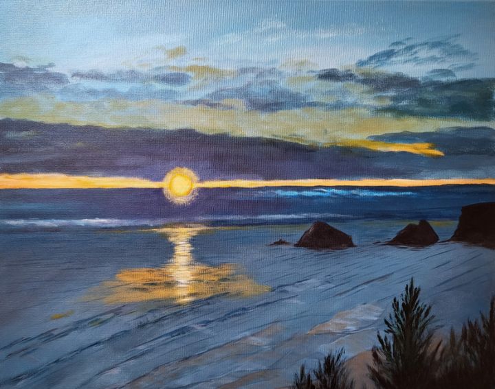 Sunset in Tillamook Beach 2 - Brier Patch Paintings by Yuhyun