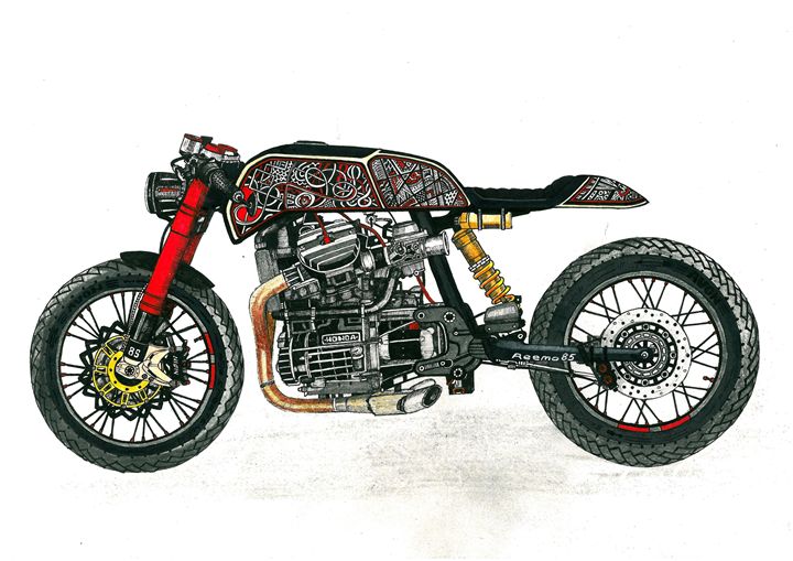 cafe racer drawing