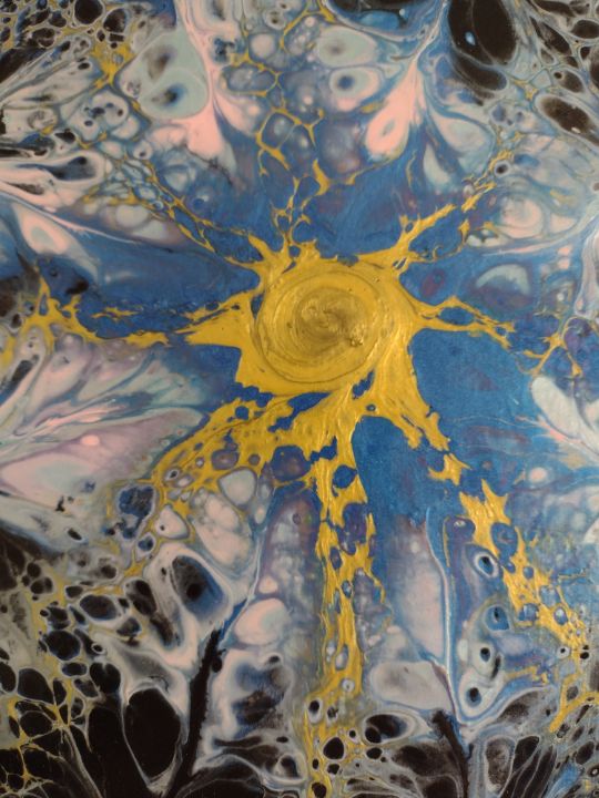 Sun Burst Acrylic Painting on Canvas - Black Iris Art