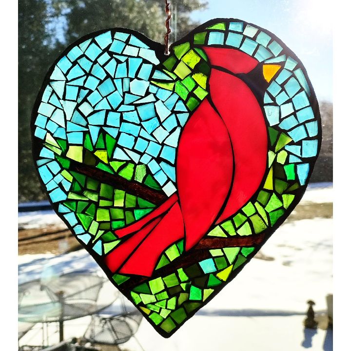 Cardinal Heart Mosaic - Jeffrey Todd Moore - Glass, Other Glass - ArtPal