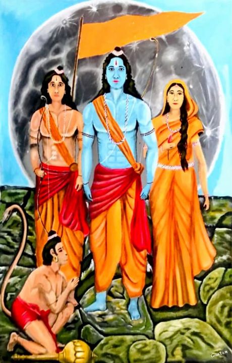 Tetsip Media Ram, Sita, Laxman Spiritual Canvas Painting, Medium - W36×H24,  Inches (Unframed) - Ram Painting : Amazon.in