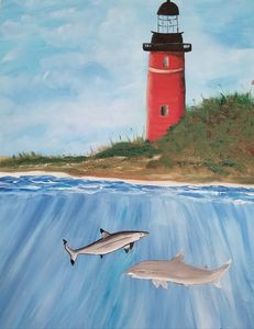 Ponce inlet lighthouse with sharks
