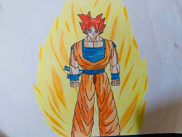 Drawing Goku God Among The Saiyans - YouTube