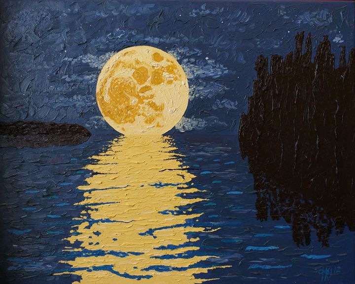 Painting Yellow Moonlight  8x10