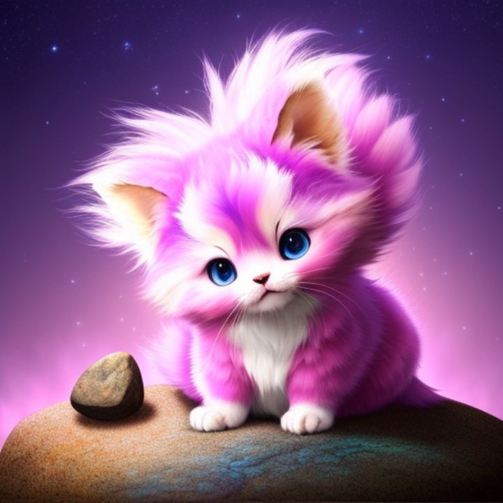 Pink Cat Rare Hub Digital Art, Animals, Birds, & Fish, Cats