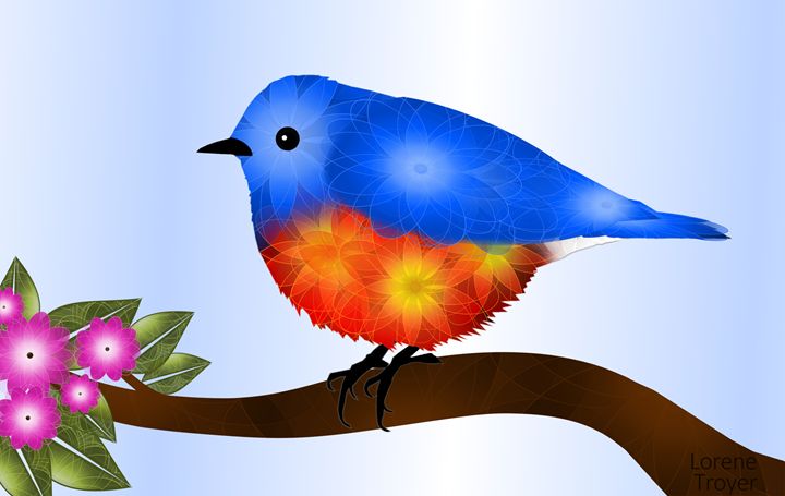 Bluebird and Blossoms - Art by Lorene