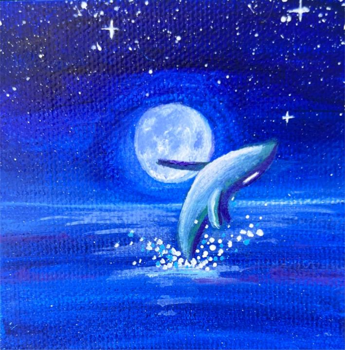 Whale Dreams in Lunar Light - Art by Arielle - Paintings & Prints ...