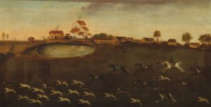 Hunting Scene with a Pond