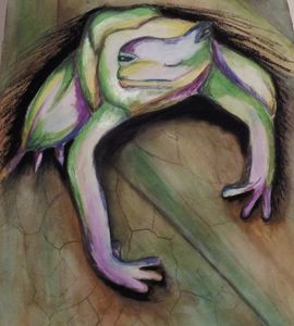 Tree Frog Watercolor & Charcoal Mixe