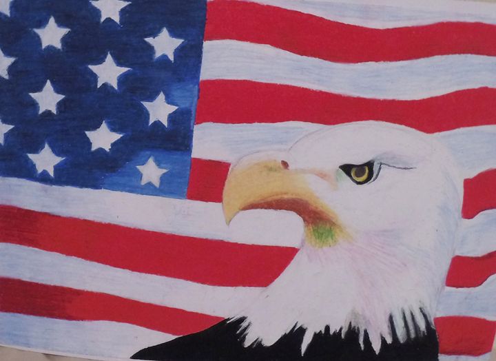 Bald Eagle USA, Oil Pastel Drawing KnottsArt Drawings