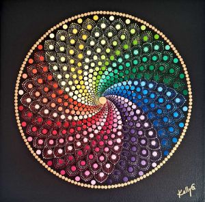 Rainbow Spiral Dot Mandala Pattern 