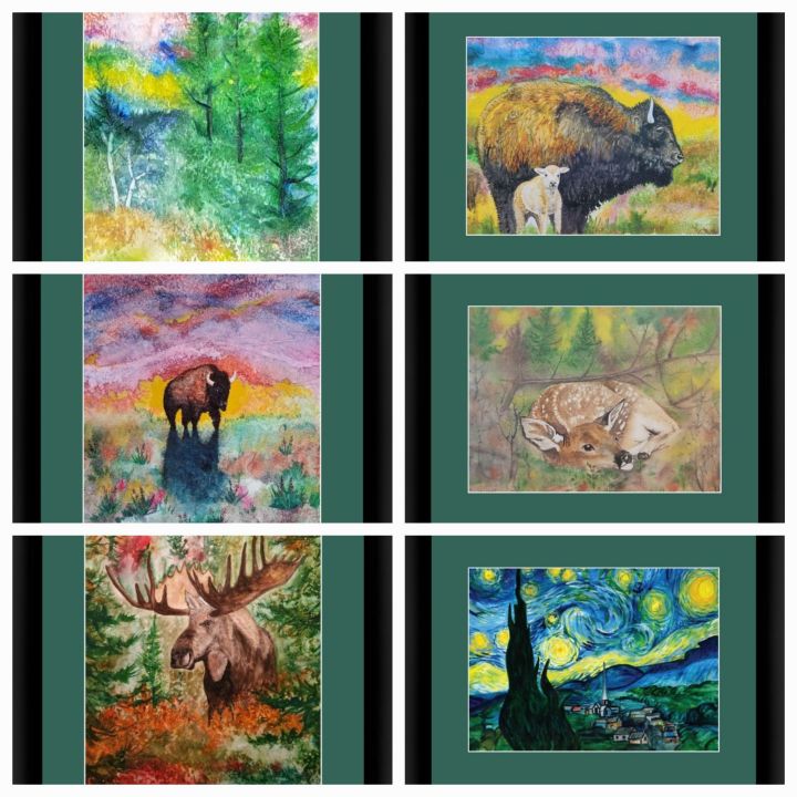 "Green Coloured Matts America's Favorite Watercolourist "GILBY" Paintings