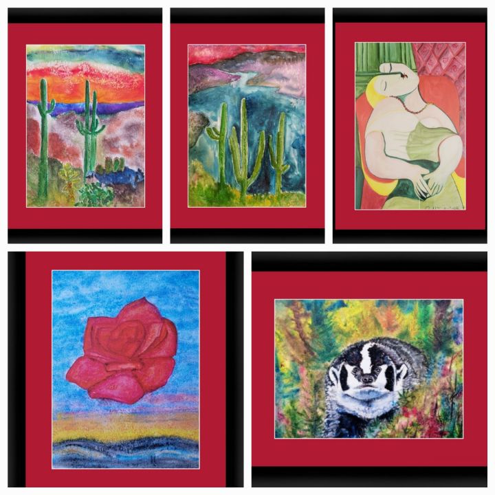 "Red Coloured Matts America's Favorite Watercolourist "GILBY" Paintings