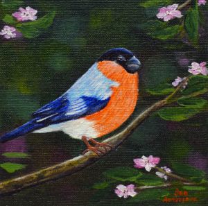 Painting "Bird and cherry blossoms"