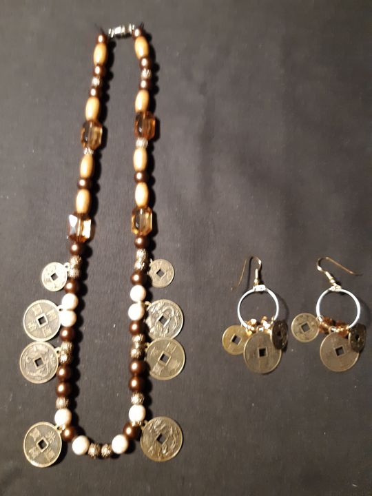 Chinese Coin Necklace and Earrings - Darrell Merrill Nerd Artist