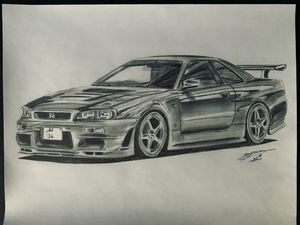 Nissan Skyline R34 Gt R Drawings Sayhaan Ali Drawings Illustration Vehicles Transportation Automobiles Cars Nissan Artpal