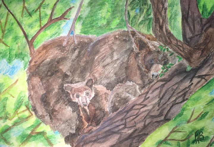 Mama Bear and Troublesome Cubs - Fabartistry - Paintings & Prints, Animals,  Birds, & Fish, Bears, Brown Bear - ArtPal