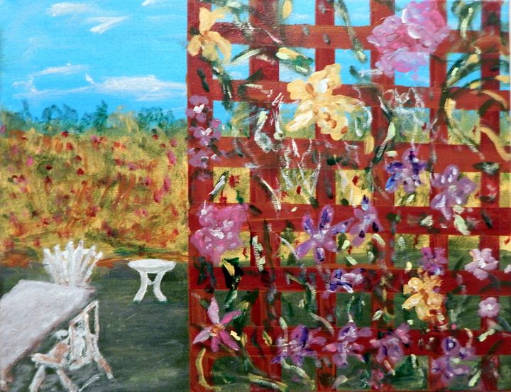 Trellis Garden - B Grant Art - Paintings & Prints, Flowers, Plants ...