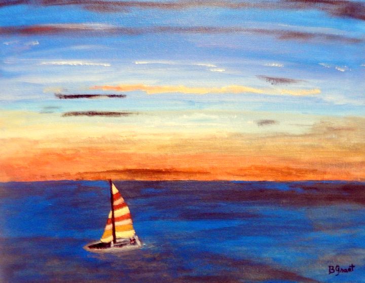 Sailing At Sunrise - B Grant Art - Paintings & Prints, Landscapes ...