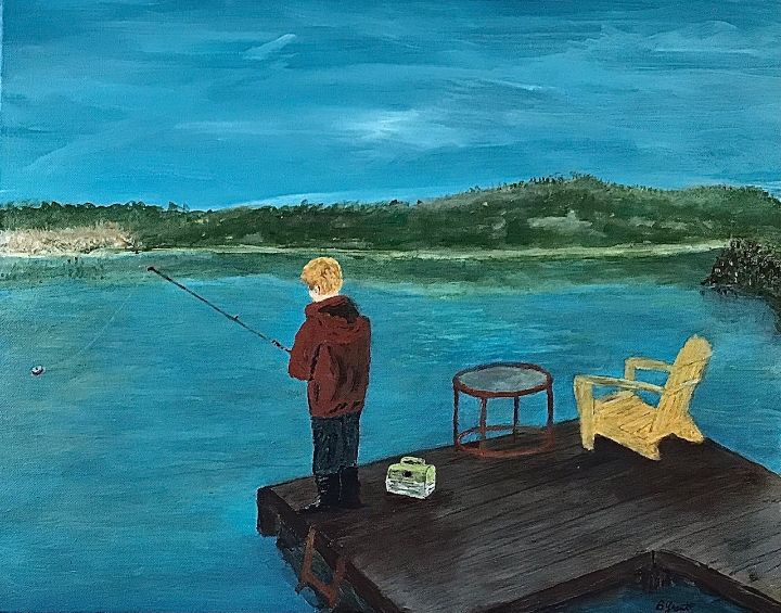 Gone Fishing - B Grant Art - Paintings & Prints, People & Figures