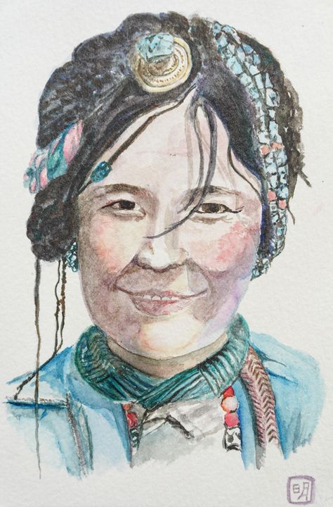 portrait of a tibetan girl - Norina Art