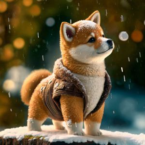 Cute Shiba Inu in the snow