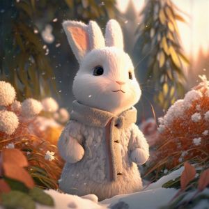 Cute White Fluffy Rabbit - Paul LeBlanc Art