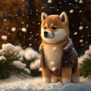 Cute Shiba Inu in the snow 3 - Paul LeBlanc Art