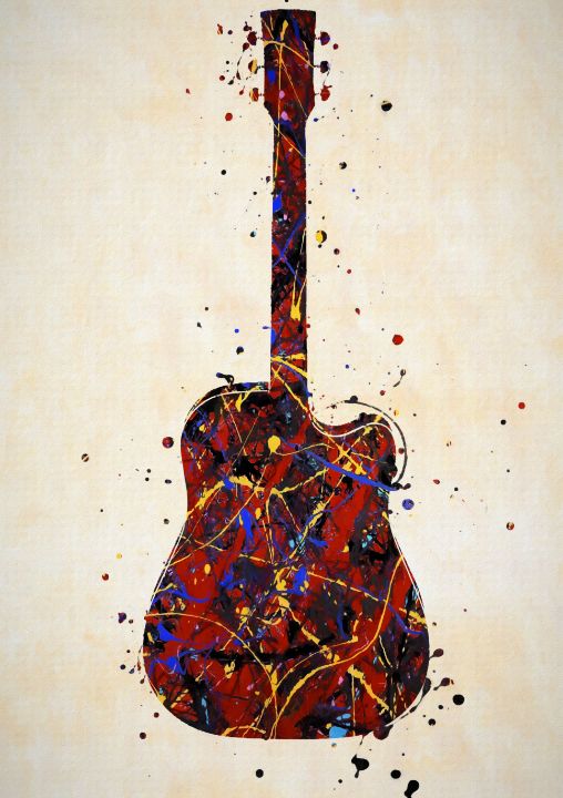 Acoustic Guitar Oil Painting Style Digital Art - Acoustic Guitar - Posters  and Art Prints