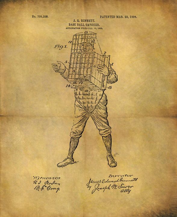 Baseball Catcher Mask Vintage Patent Drawing