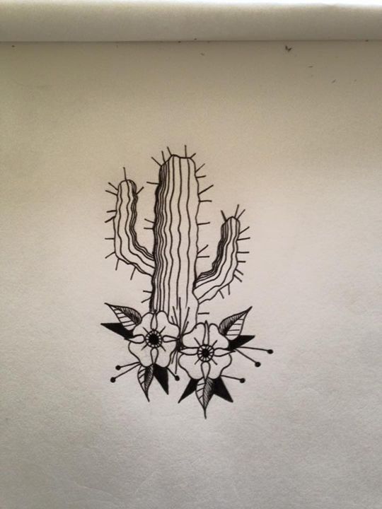 Cactus tattoo drawing - Lil - Drawings & Illustration, Flowers, Plants ...