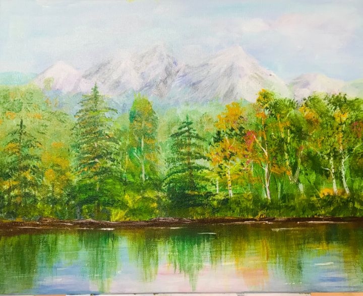 Quiet morning in mountains - Levy art