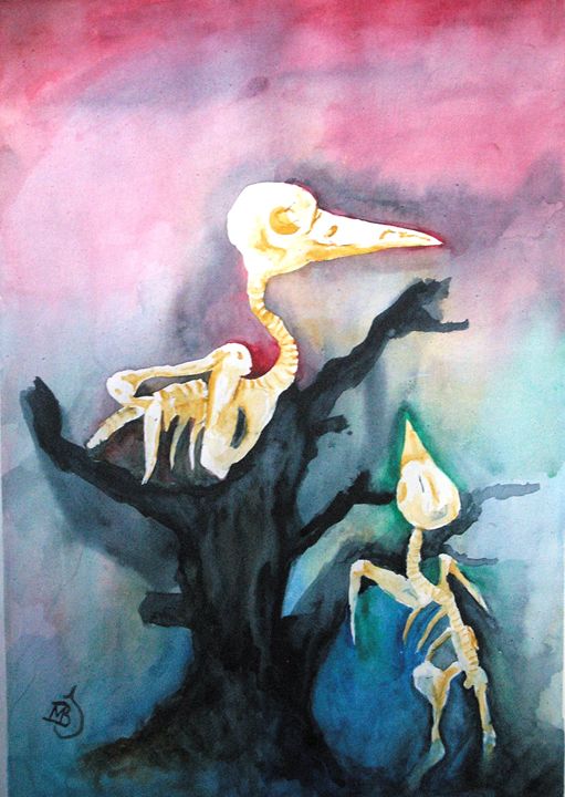 Skeleton Birds - mbj-designs - Paintings & Prints, Animals, Birds ...