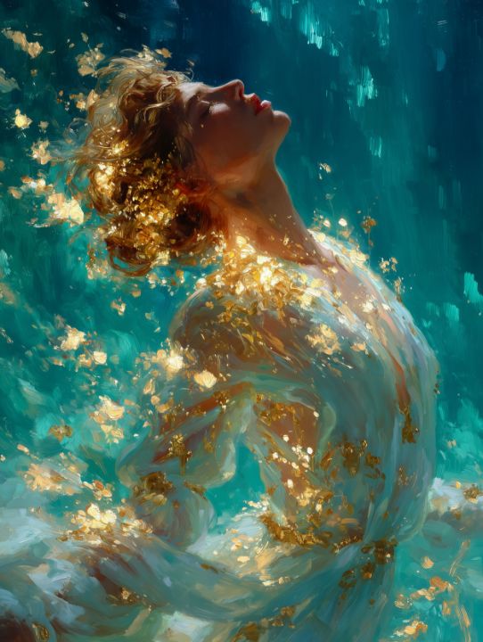 Golden Awakening Beneath the Sea - GoldenChiArt - Digital Art & AI ...